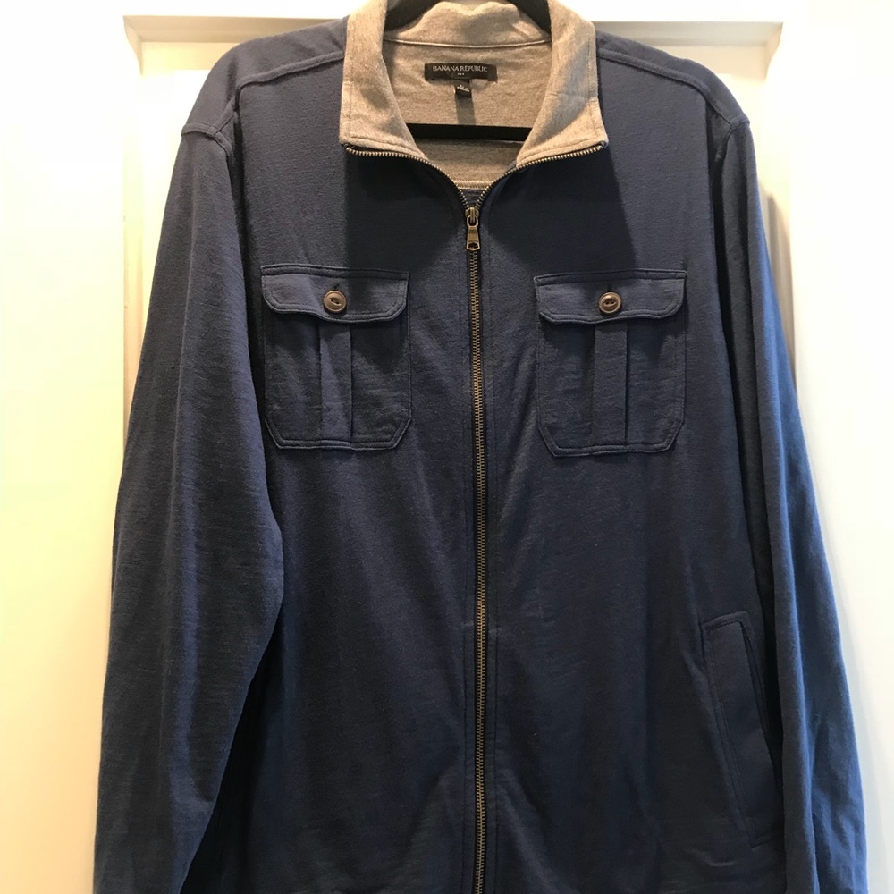 Blue zip up sweater